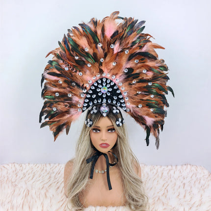 Luxury Party Feather Headdress & Carnival Designer Cosplay Crown