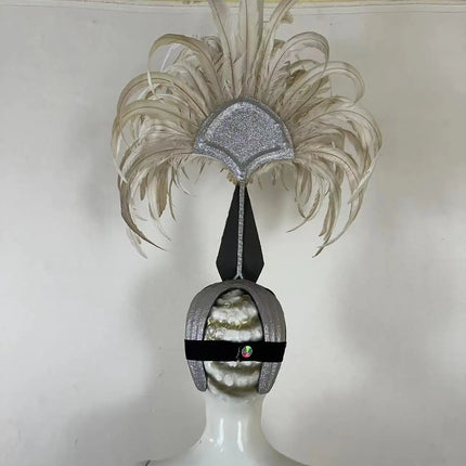 The Stardust Dionysia – Off-White Feather Carnival & Masque Ball Headdress