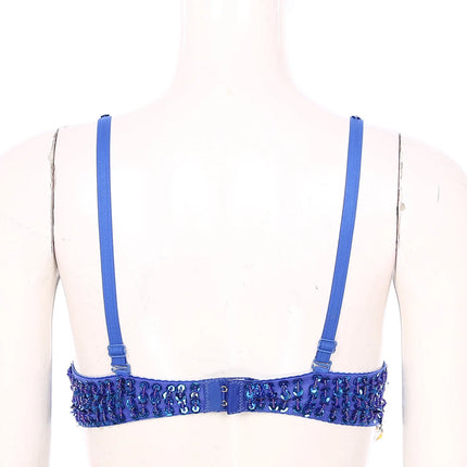 Sparkly Floral Beaded Sequin Belly Dance Bra & Tassel Performance Top