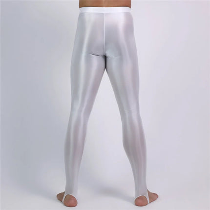 Men's Oil Glossy Sheer High-Stretch Pencil Pants Satin Smooth Leggings