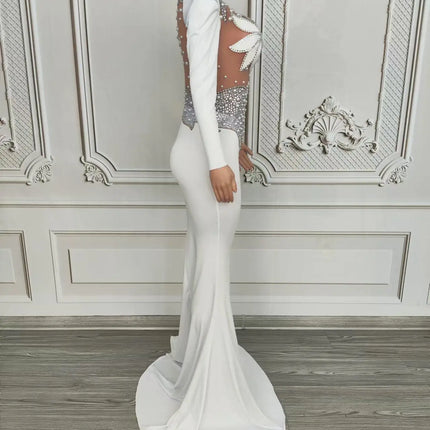 Rhinestone Floral Embroidered Mermaid Gala Gown & Trailing Evening Dress