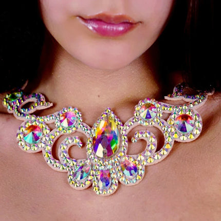 AB Rhinestone Chain Clasp Necklace