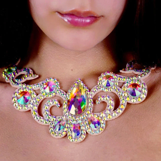 AB Rhinestone Chain Clasp Necklace
