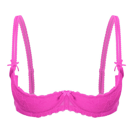 Lace Underwire Half-Cup Push-Up Bra