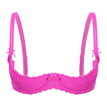 Lace Underwire Half-Cup Push-Up Bra