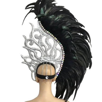 The Stardust Samba Radiance – Elegant Feathered Stage & Carnival Headdress