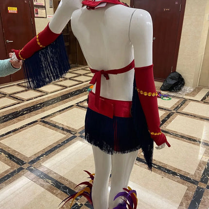 Regal Feathered Backpiece and Rhinestone Costume Set