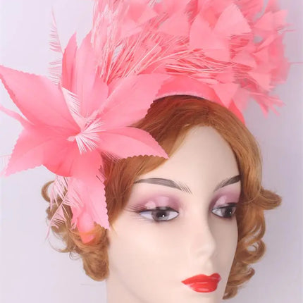 25cm Feather Floral Ribbon Fascinator Headband Kentucky Derby Cocktail Tea Party Hat