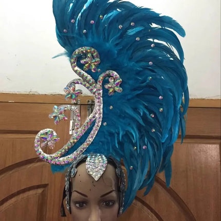 The Stardust Royal Plume – Feathered Carnival & Cabaret Stage Headdress