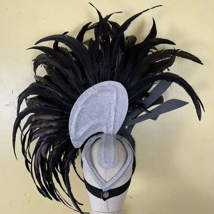 The Stardust Shadow Monarch – Premium Black Feathered Samba & Carnival Crown