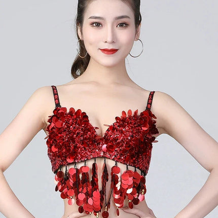 The Stardust Tribal Empress – Metallic Studded Coin & Rhinestone Tribal Belly Dance Bra Top
