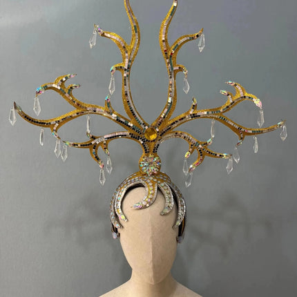 The Stardust Wings of Radiance – Deluxe Feathered Samba & Carnival Crown