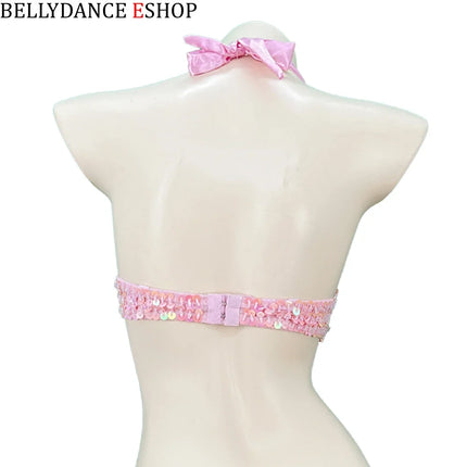 The Stardust Siren Shimmer – Sequin & Tassel Halter Belly Dance Bra Top