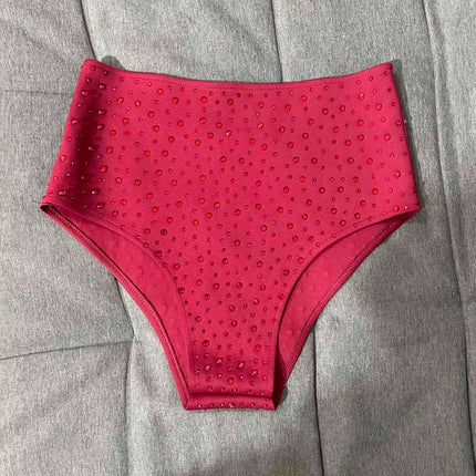 Red Rhinestone High-Waist Pole Dance Shorts & Gogo Performance Bottoms