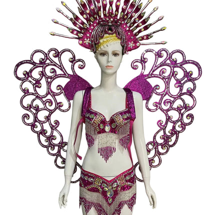 Jewel-Toned Feathered Wings and Headdress Set