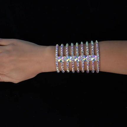 AB Rhinestone Crystal Wrap Tier Bracelet