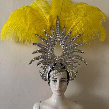 The Stardust Majestic Feather Crown – Carnival & Cabaret Stage Headdress