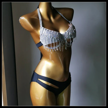 The Venus Vacation Tassel Bikini – Luxe Rhinestone Fringe Showgirl Set