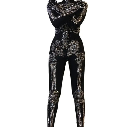 The Stardust Midnight Macabre – Rhinestone Skeleton Performance Bodysuit