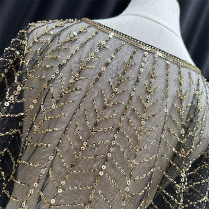 Sparkly Sequin & Beaded Leaf Mesh Capelet Evening Shawl Bolero Jacket