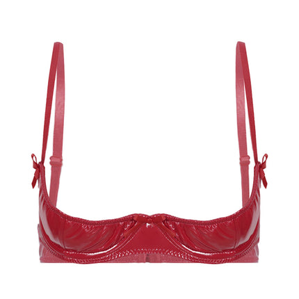 Patent Leather Underwired Open-Cup Bra
