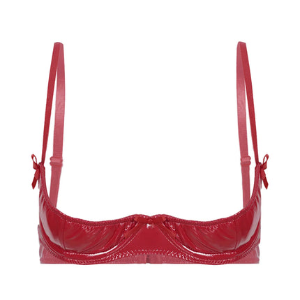 Patent Leather Underwired Open-Cup Bra