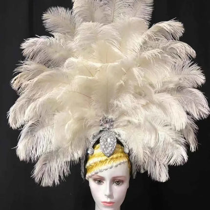 The Stardust Dionysia – Elegant Faux Fur & Rhinestone Samba Carnival Headdress