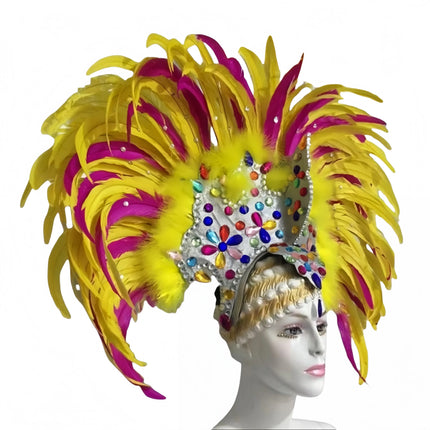 Feather headdress samba costume carnival halloween party bar performance hat makeup dance wings parade