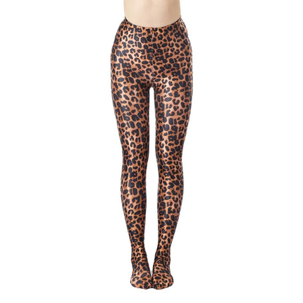 Oil Glossy High-Stretch Satin Pencil Pants & Leopard Print Leggings