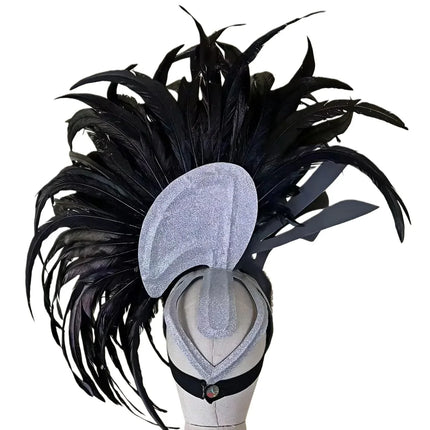 The Stardust Shadow Monarch – Premium Black Feathered Samba & Carnival Crown