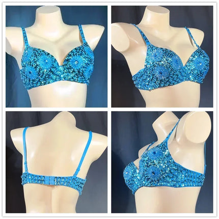 The Stardust Prism Sirena – Deluxe Beaded & Sequined Push-Up Belly Dance Bra Top
