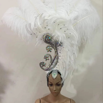 The Stardust Royal Plume – Feathered Carnival & Cabaret Stage Headdress
