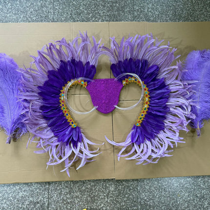 Two-Tone Feather Wing Backpiece Stage Costume Accessory