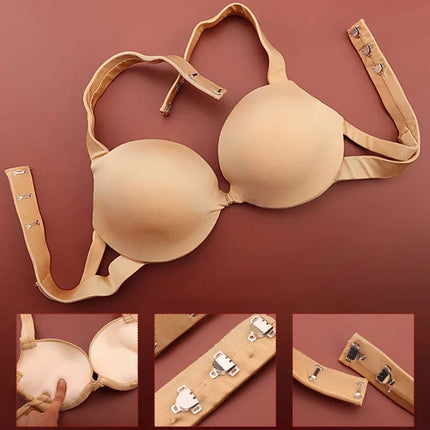 Handmade Steel Ring Gathered Nude Performance Bra Cup