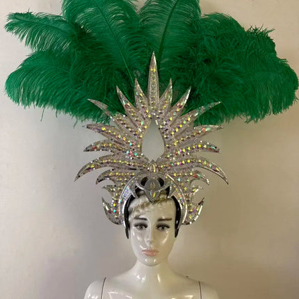 The Stardust Majestic Feather Crown – Carnival & Cabaret Stage Headdress