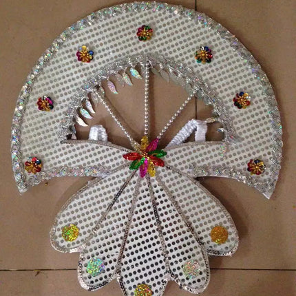 Sequined Butterfly-Style Costume Backpiece with Draped Chain