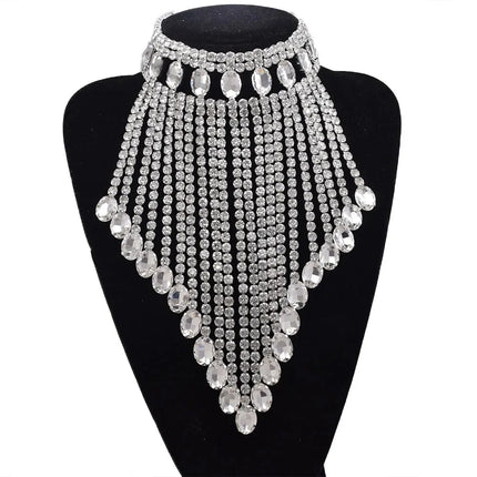 Rhinestone Tassel Fringe Necklace