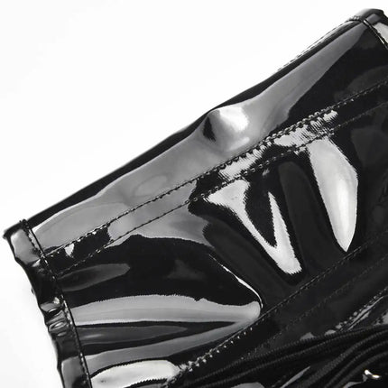 Shiny PU Leather Steampunk Underbust Corset Zipper Front Waist Cincher