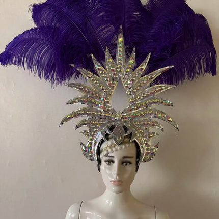 The Stardust Majestic Feather Crown – Carnival & Cabaret Stage Headdress