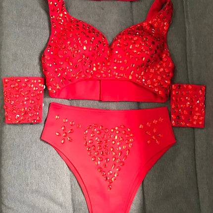 Sexy DJ Nightclub Pole Dance Costume Rhinestone Bikini Rave Outfit Party Show Stage Wear Dancer Team Performance Clothes