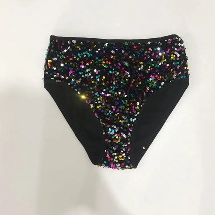 High-Waist Sequined Disco Briefs & Stage Performance Hot Pants