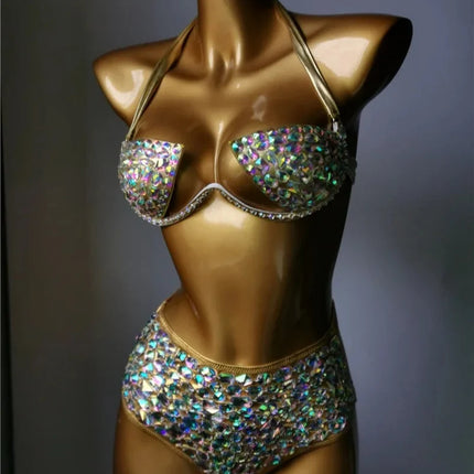 The Venus Horizon Rhinestone Bikini – Premium Crystal Triangle Showgirl Set