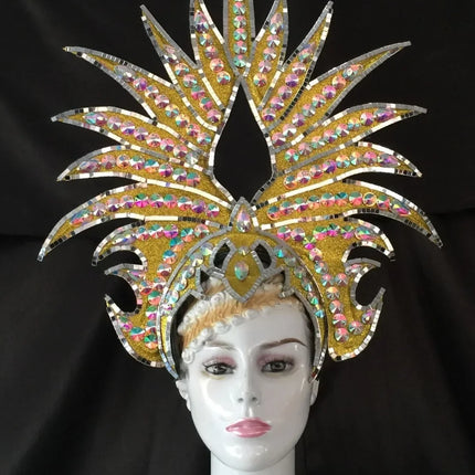 The Stardust Majestic Feather Crown – Carnival & Cabaret Stage Headdress