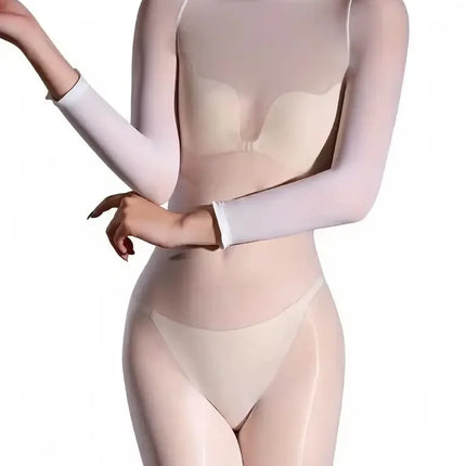 5D 912-Pin Ultrathin Oil Glossy Shaping Bodysuit Sheer Stage Playsuit Leotard