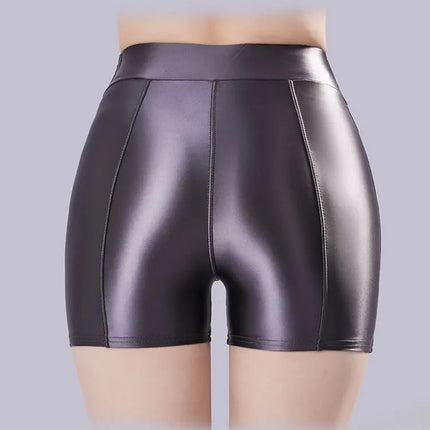 Smooth Shiny Satin Wet-Look Booty Shorts Candy Color Safety Shorts