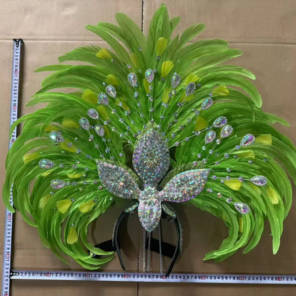Feather headdress samba costume carnival halloween party bar performance hat makeup dance wings parade