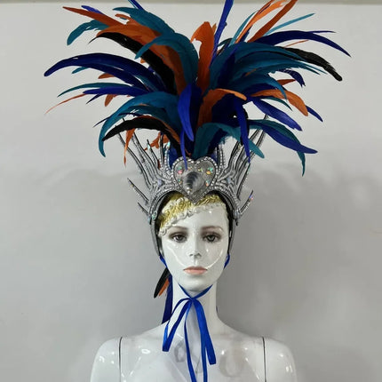 The Stardust Dynasty – Majestic Velvet & Feather Samba Masquerade Crown