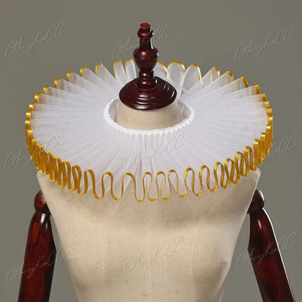 Vintage Renaissance Pleated Mesh Neck Ruff Gothic Clown Collar Choker Costume Accessory