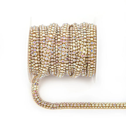 The Stardust Triple Crown – 3-Row Glass Crystal Rhinestone Cup Chain Trim