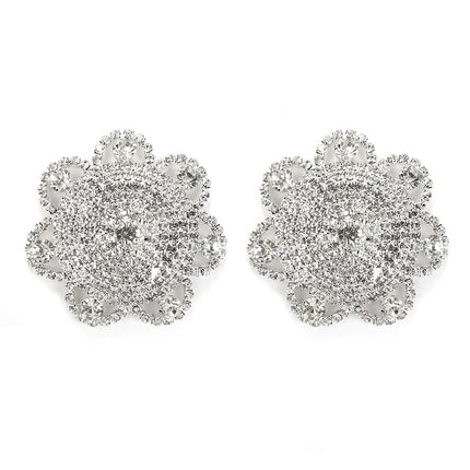 Sparkly Rhinestone Flower Reusable Nipple Pasties Self-Adhesive Silicone Covers
